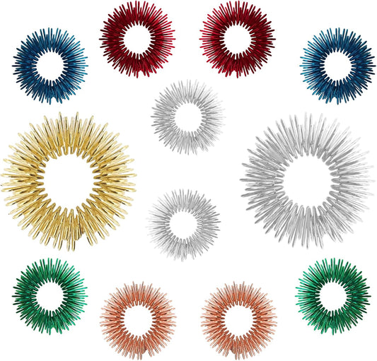 12 Pieces Fidget Rings and Fidget Bracelet Acupressure Rings Sensory Rings Trichotillomania Fidget Toys Spike Ring Fidget Stress Relief Toys Set for Adults, Silent Stress Reducer