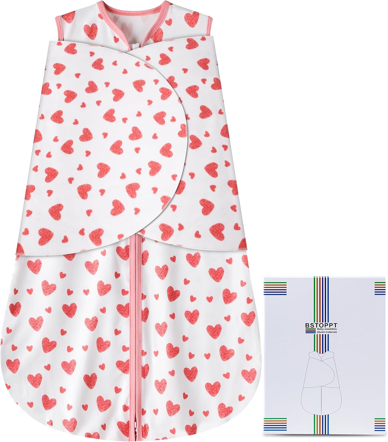 Newborn Sleep Sack Baby Swaddle,Swaddle me 3-6 Month,3-Way Adjustable Wearable Blanket,100% Rayon Cotton Swaddling Sleeping Bag，TOG 0.5 (Love, 3-6 Months)