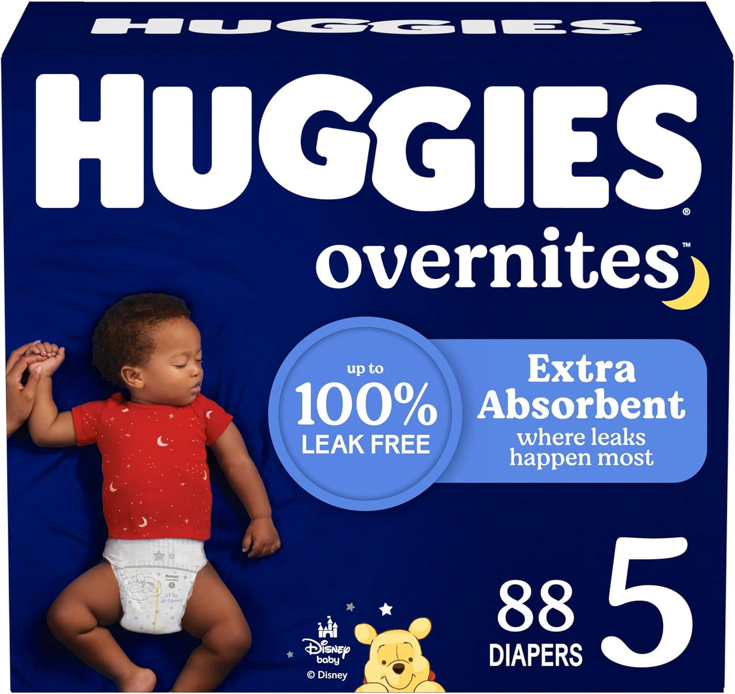 Huggies Size 5 Overnites Baby Diapers: Overnight Diapers, Size 5 (27+ lbs), 88 Ct, Packaging May Vary