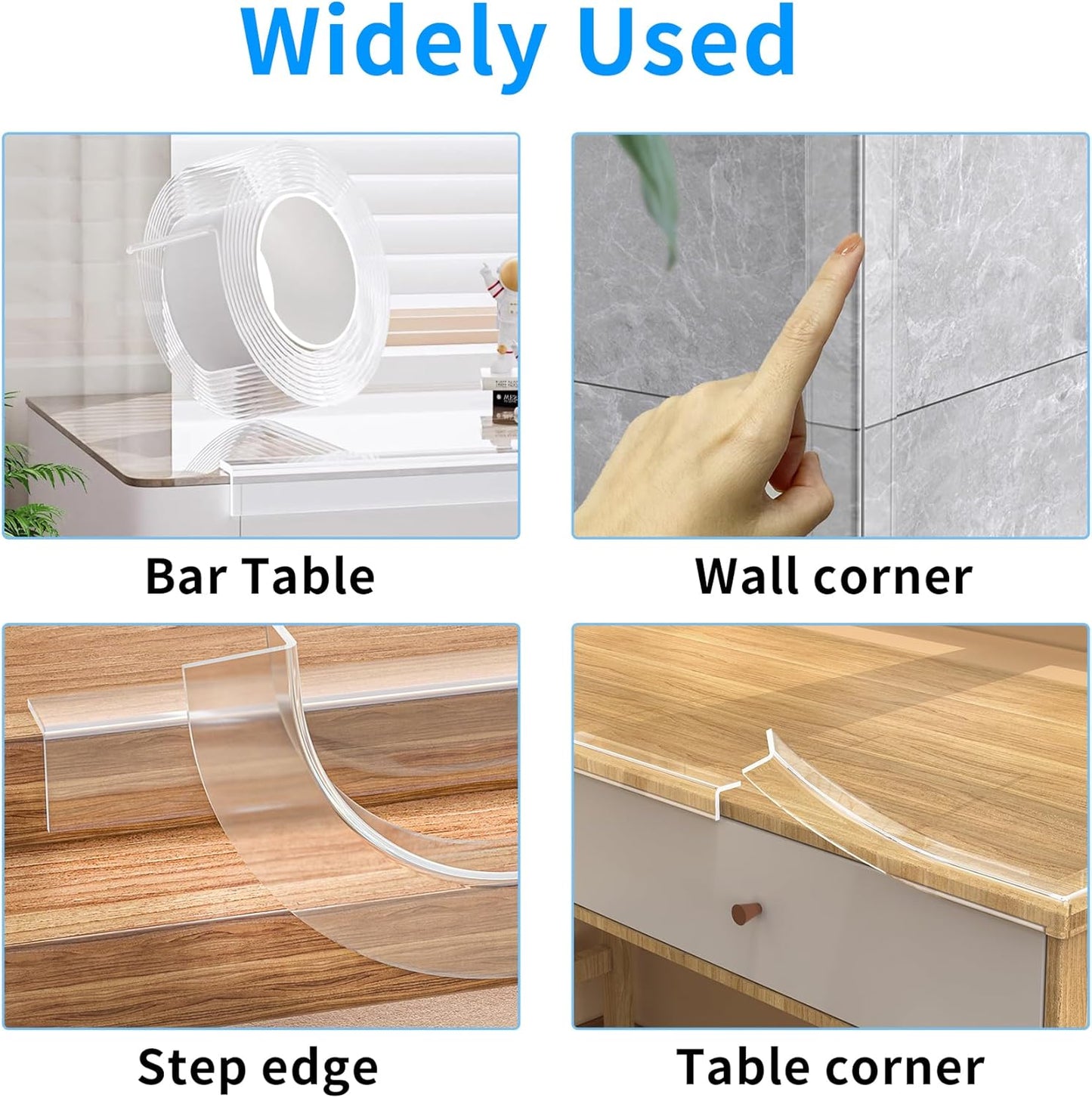 1.57 in x 13.12 FT,Edge Corner Protector Baby Proofing,Soft Clear Furniture Table Corner Guard & Edge Safety Cabinet Door Bumper,Crib Bumpers,Wall Protector
