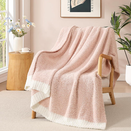 WRENSONGE Throw Blanket Cationic Dyeing Pink Soft Cozy Fluffy Warm Hand Made Weave Throw Blankets for Couch, Sofa, Chair, Bed, Camping, Picnic, Travel Lightweight Bed Blanket - 60"*80"