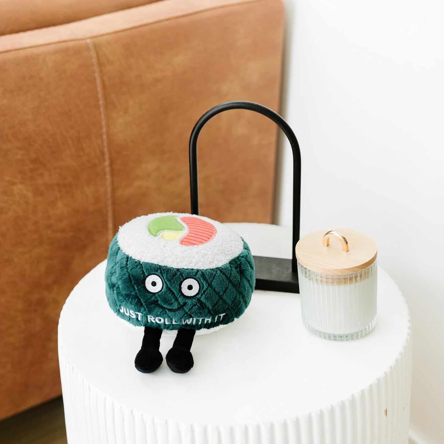 Sushi Foodie Plushie, Funny Pun Meme Gag Gift, White Elephant, Stocking Stuffer Present, Great for Emotional Support, Fun Desk Accessory, Weighted Base for Display