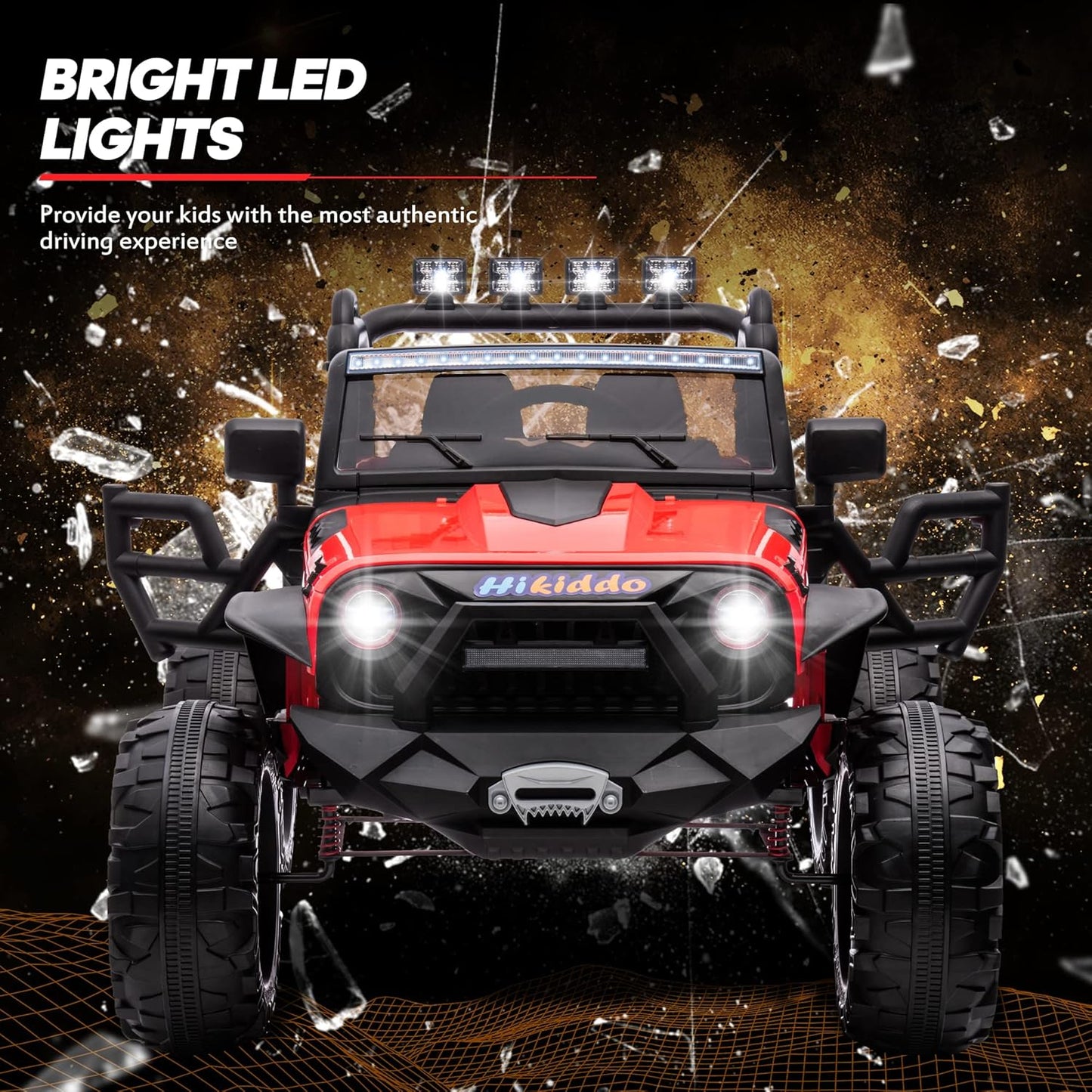 24V 9Ah Ride on Toy for Big Kids, 4x4 2 Seater Ride on Car Truck w/Remote Control, 4x200W Motors - Bright Red