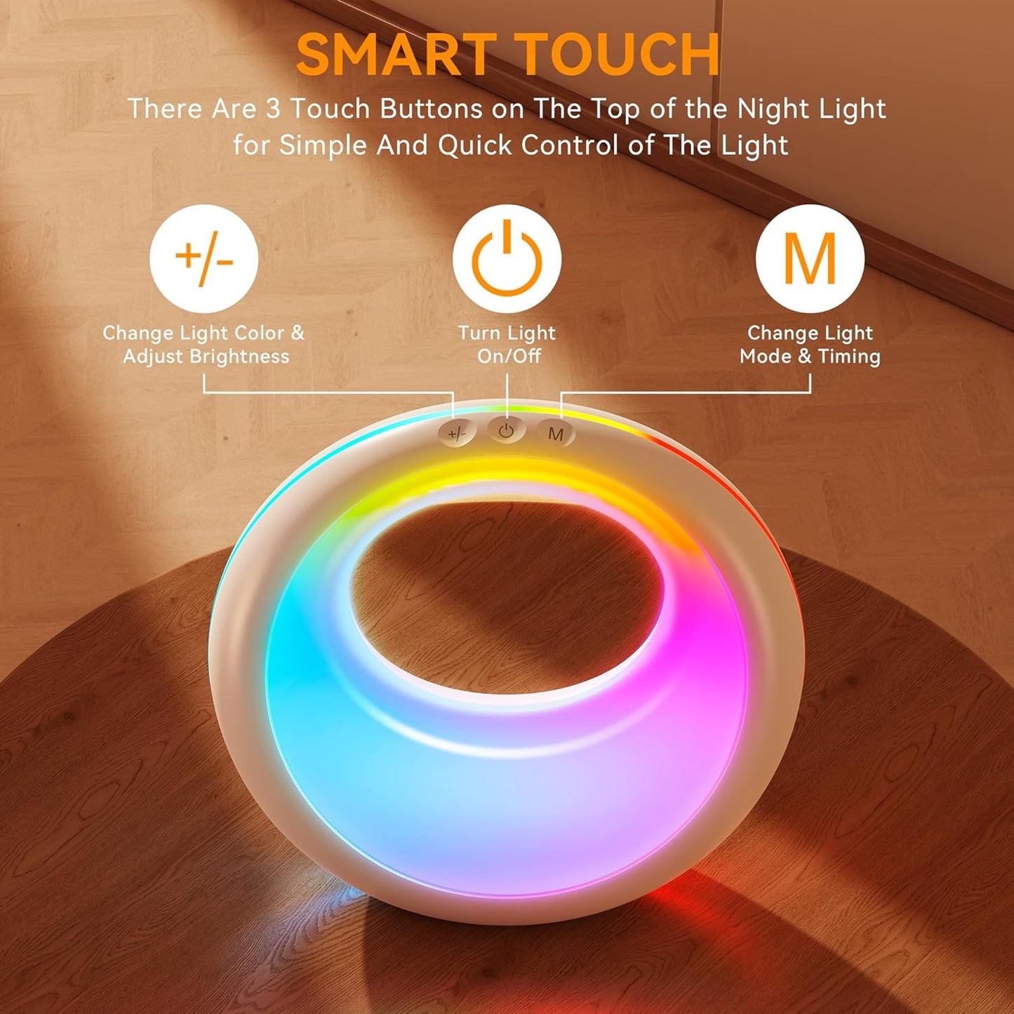 Nursery Night Light for Baby, Magic Moon Lamp for Kids and Adult 7 Lighting Colors & 9 RGB Modes, Rechargeable Bedside Table Lamp with Timing Function, Sleep Aid Nursing Lamp for Bedroom