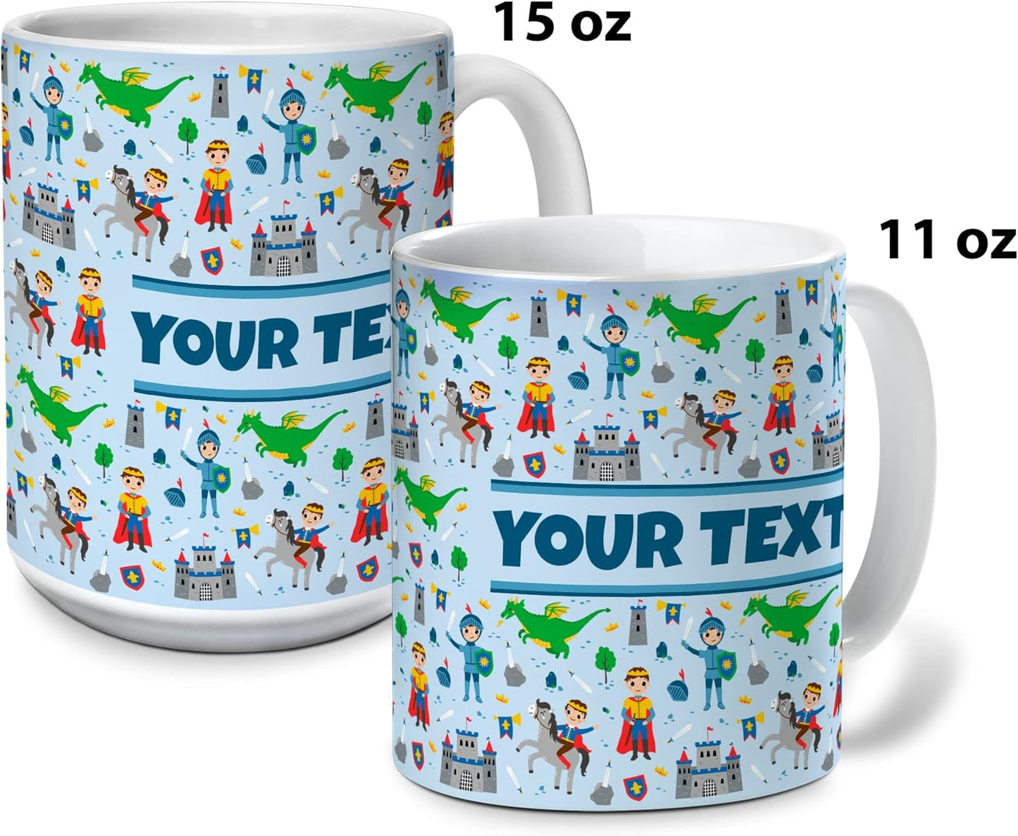 Personalized Mug for Kids - Princes - Custom Name/Text, Ceramic Hot Chocolate/Cocoa/Coffee Cup for Boys, Birthday/Christmas/Holiday Gift - 11 oz, Red Handle