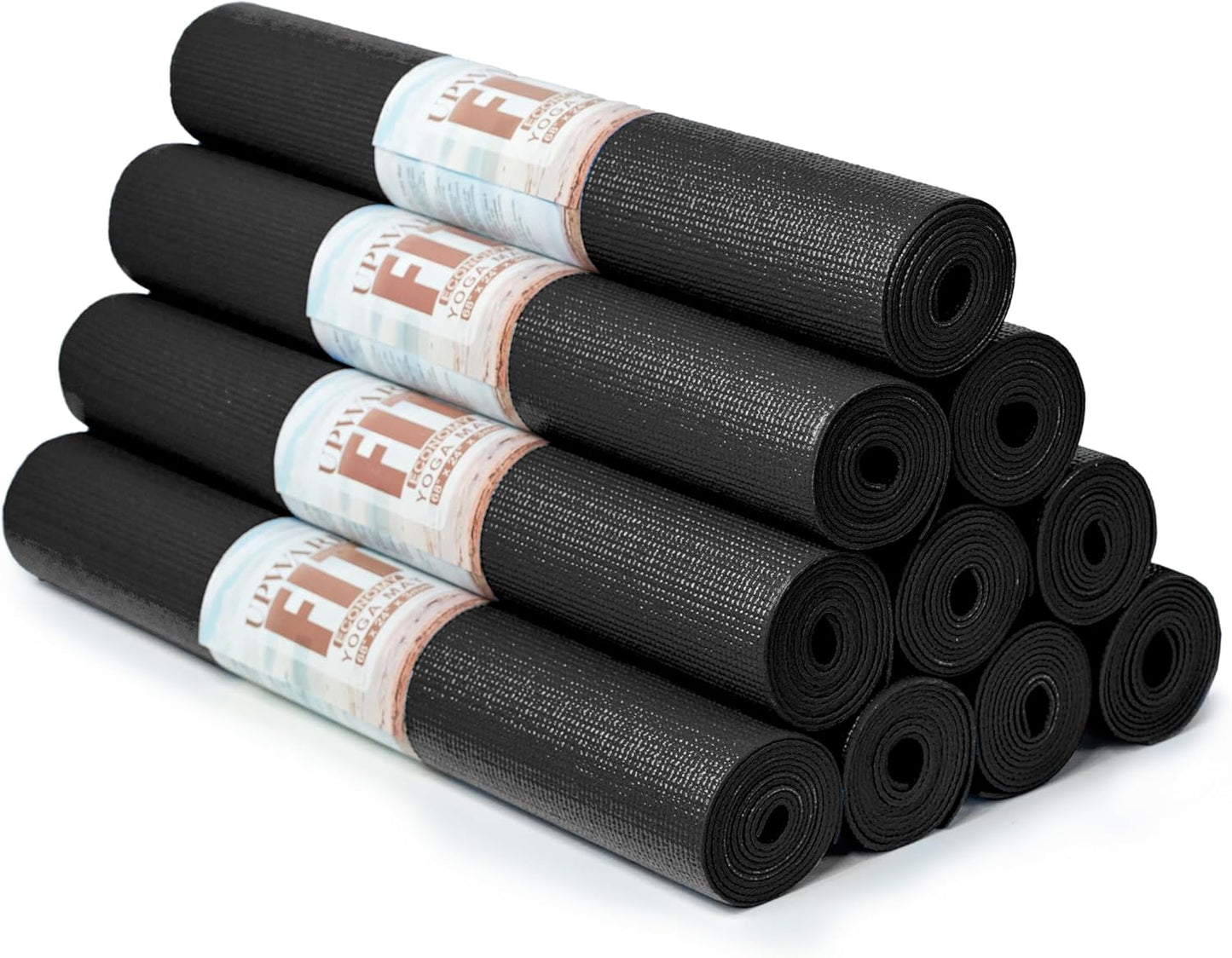 10 Pack Economy Yoga Mat, 68" x 24" Non Slip Exercise Mat, 3mm Thick Gym Mat, Bulk Non Toxic Yoga Mats for Home Workout and Studios