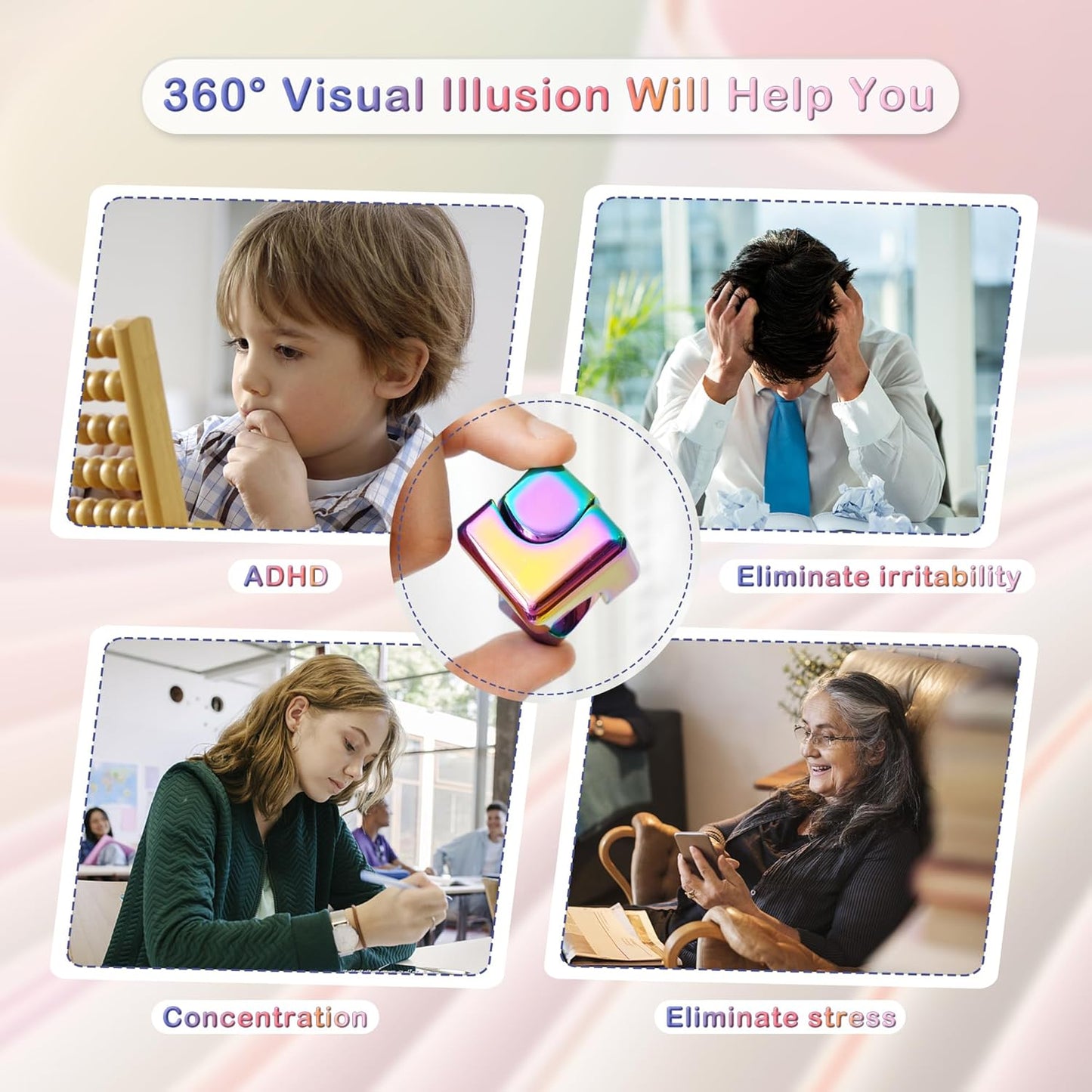 Desk-Fidget-Toys Spinner-Cube: Cool-Gadgets Metal Kinetic-Desk-Toys Office EDC-Toy, ADHD Tools Cool-Stuff Thing Stress Relief Toy Gift for Kids Children Teens Adults Christmas Women Men