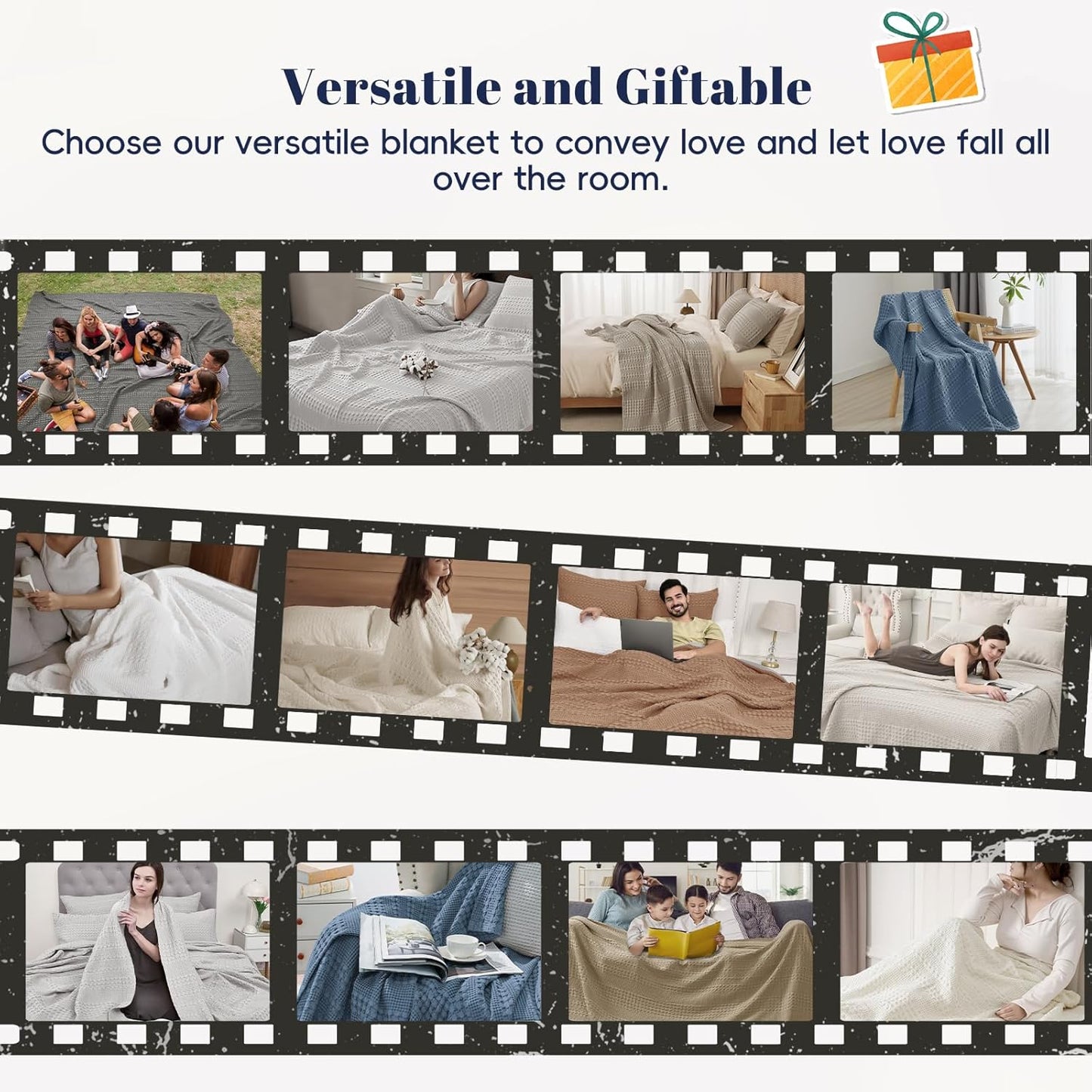 PHF 100% Cotton Waffle Weave Blanket Twin Size, Soft Lightweight Breathable Cozy Summer Blankets for Bed, Luxury Aesthetic Woven Bedding for Home Decor, 66"x90", Simply Taupe