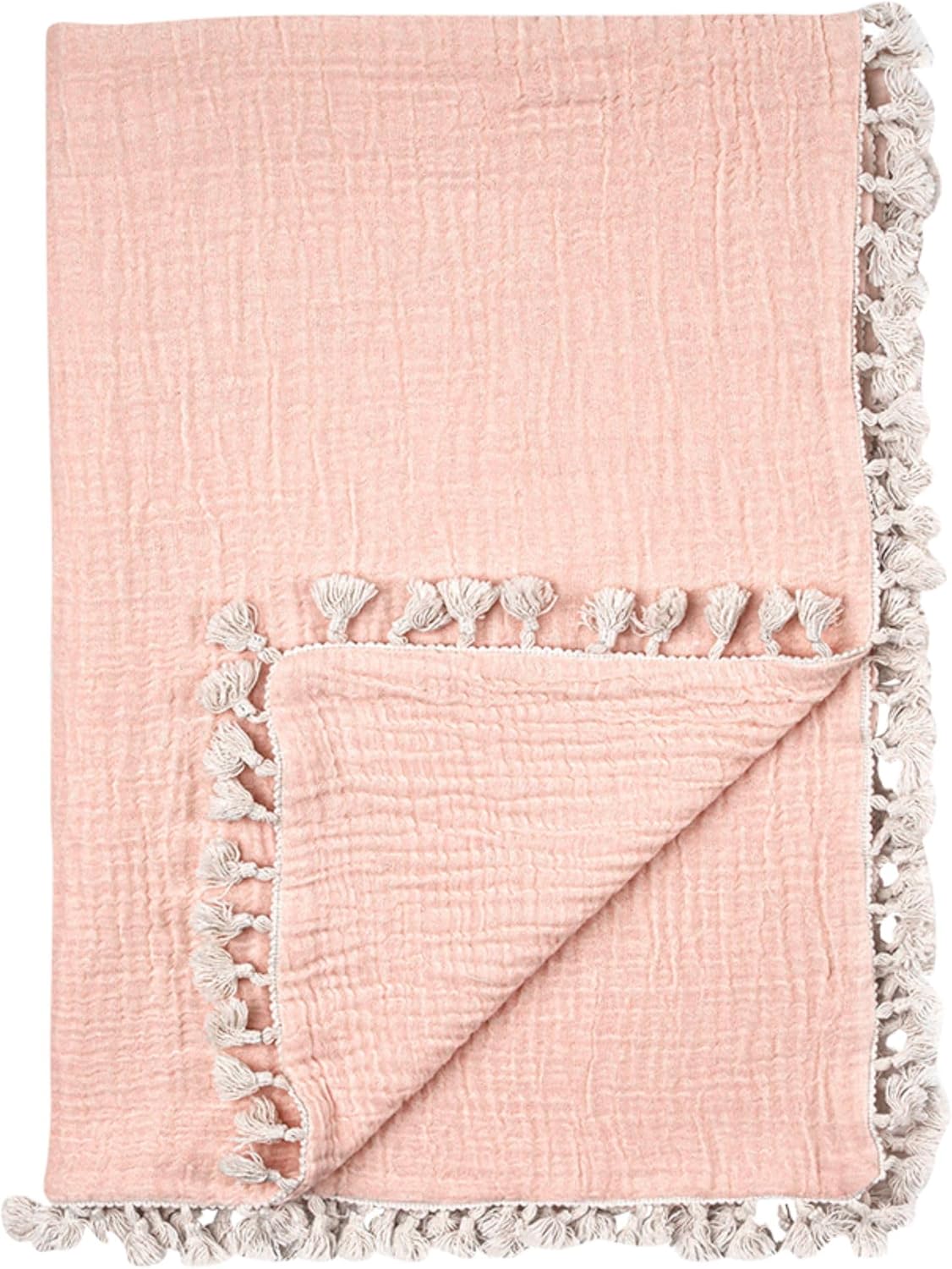 Crane Baby Muslin Swaddle Blanket, Soft Cotton Lightweight Nursery and Stroller Blanket for Baby Boys & Girls, Desert Rose, 30" x 40"