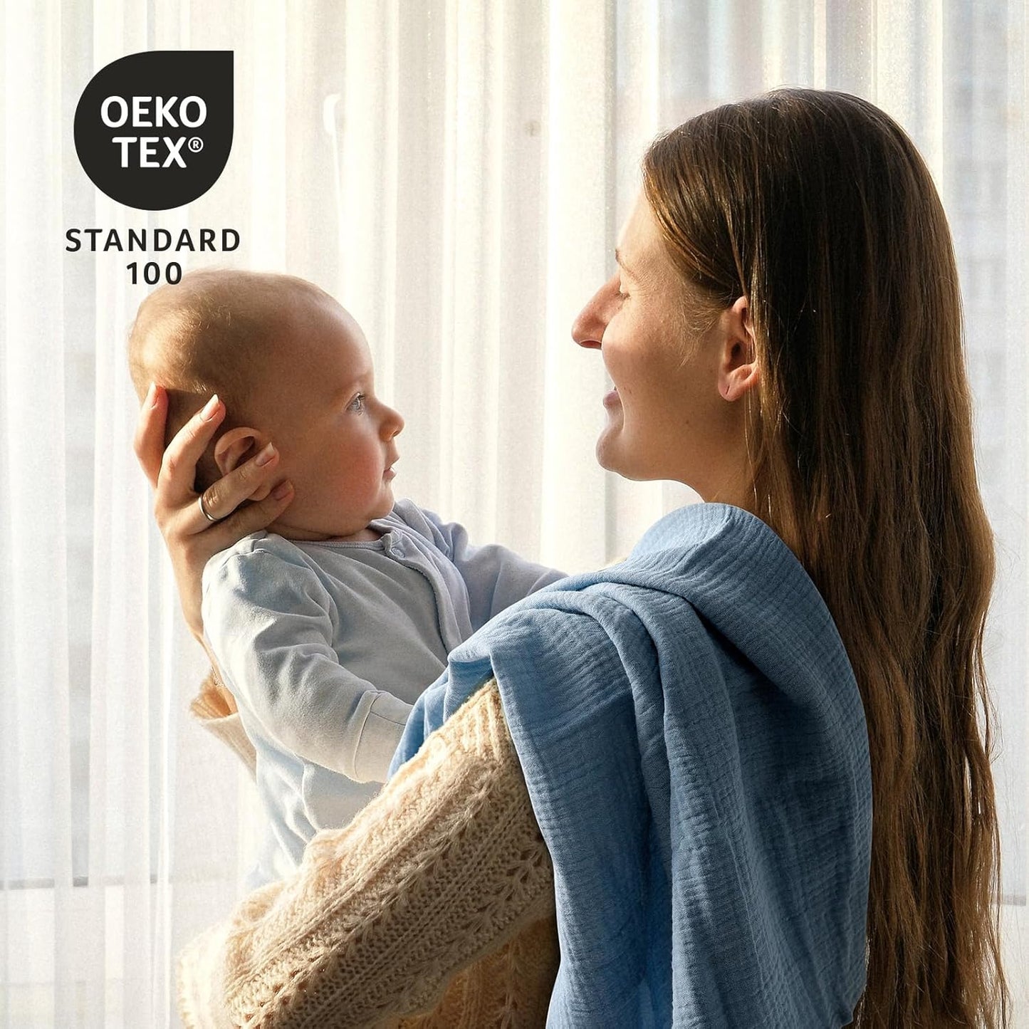 Muslin Receiving Blankets, Neutral Blanket Swaddling for Newborn Boys and Girls, 5 Pack Breathable and Skin-Friendly Swaddle Wrap for Infant Baby (Graceful Colors)