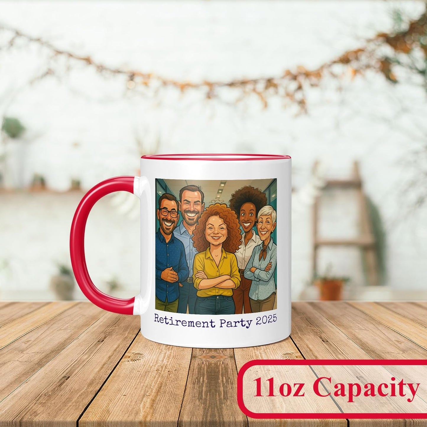 Personalized Coffee Mug, Custom Photo Caricature Gift, Funny Customized Coffee Gift for Men & Women, Custom Mugs with Pictures, Red 11oz Customized Ceramic Tea Cup