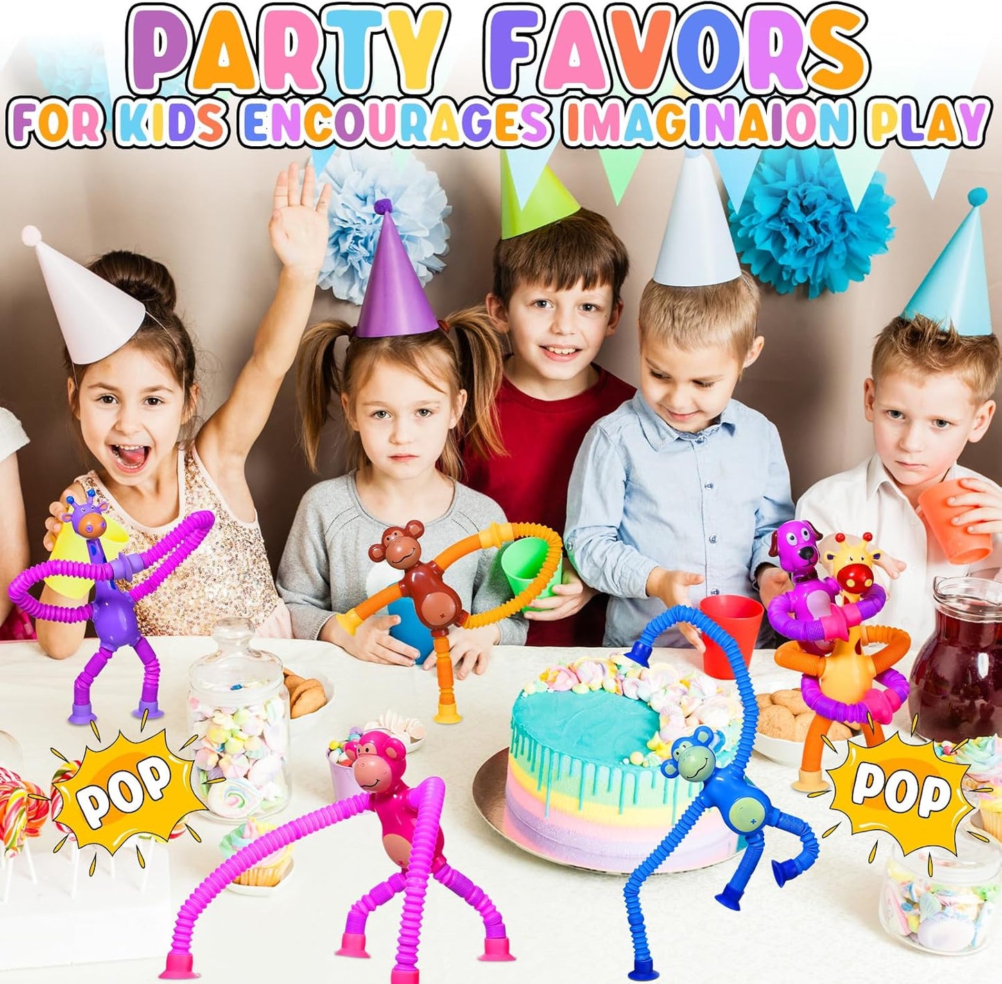 12 Pack Telescopic Suction Cup Toys, Sensory Toys Fidget Toys Fun Stocking Stuffers for Teens (Monkey Dog and Giraffe)