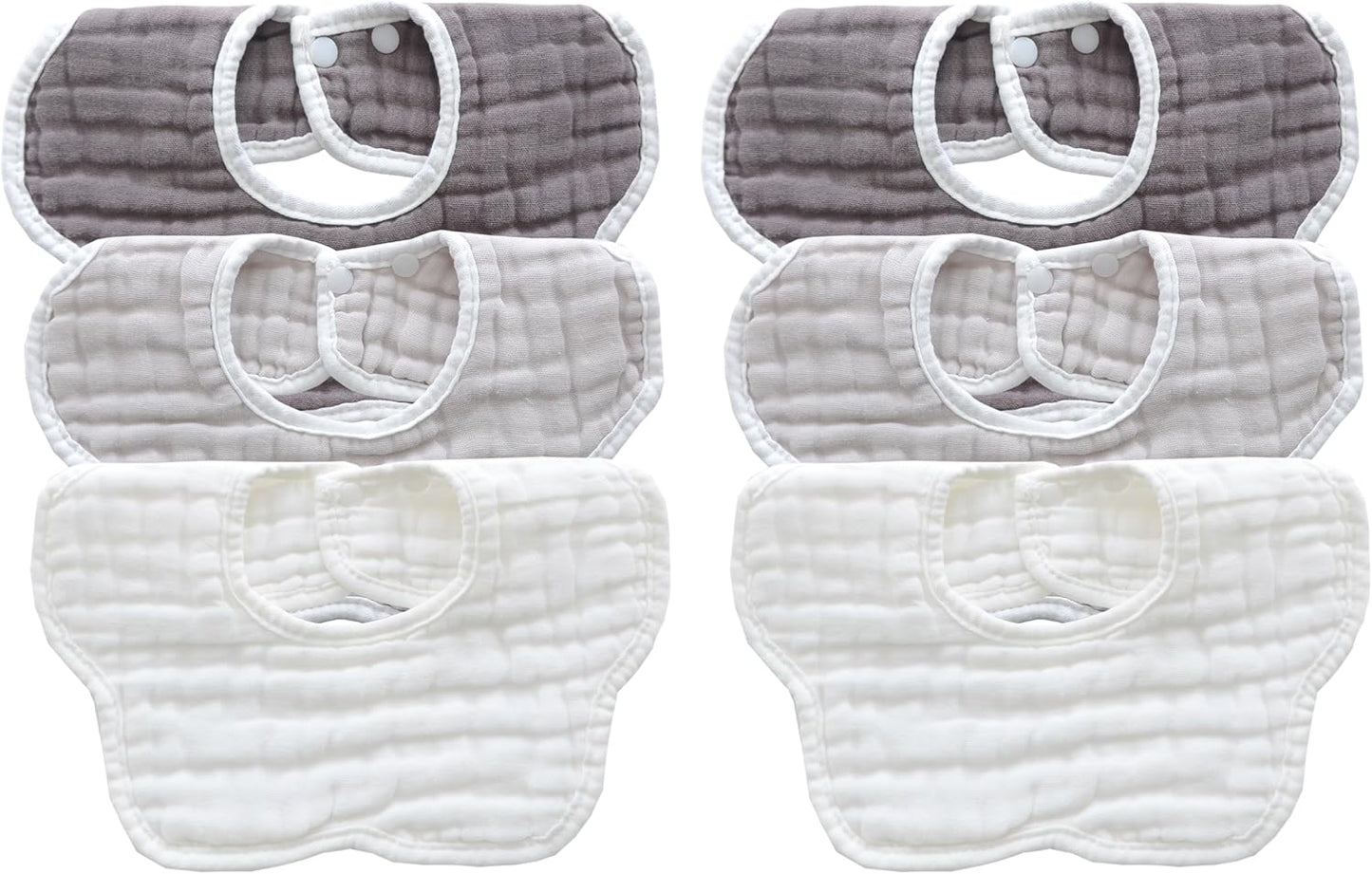 MUKIN Baby Drooling Towel, Snap Bibs, Muslin Bibs, 6 Pack, Adjustable, Soft Cotton