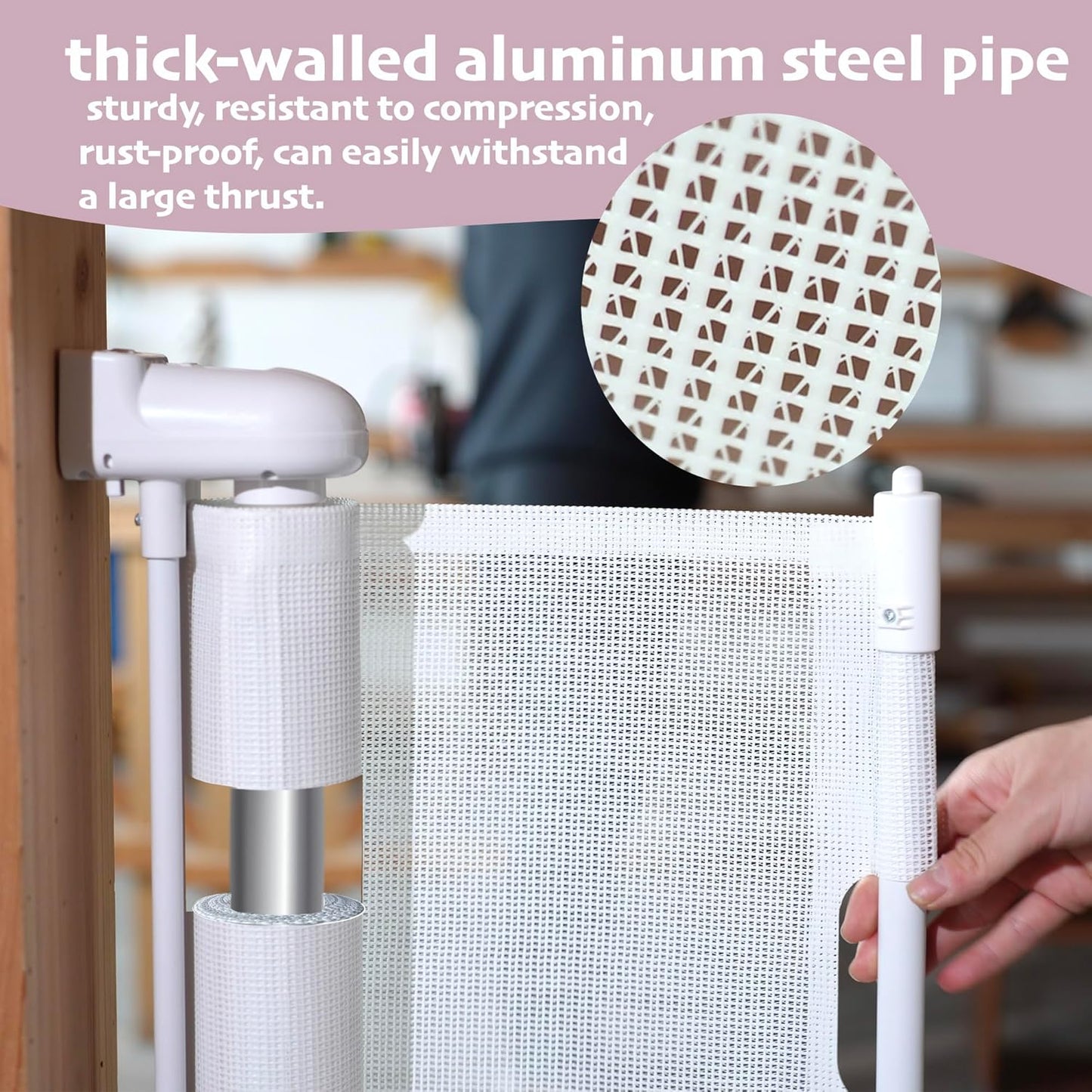 200" Retractable Baby Gates Extra Wide for Large Opening, 41" Extra Tall Retractable Dog Gate Pet Gates, Long Child Safety Mesh Gate with Fiberglass Rods for Stairs, Doorways, Hallways, Indoor/Outdoor