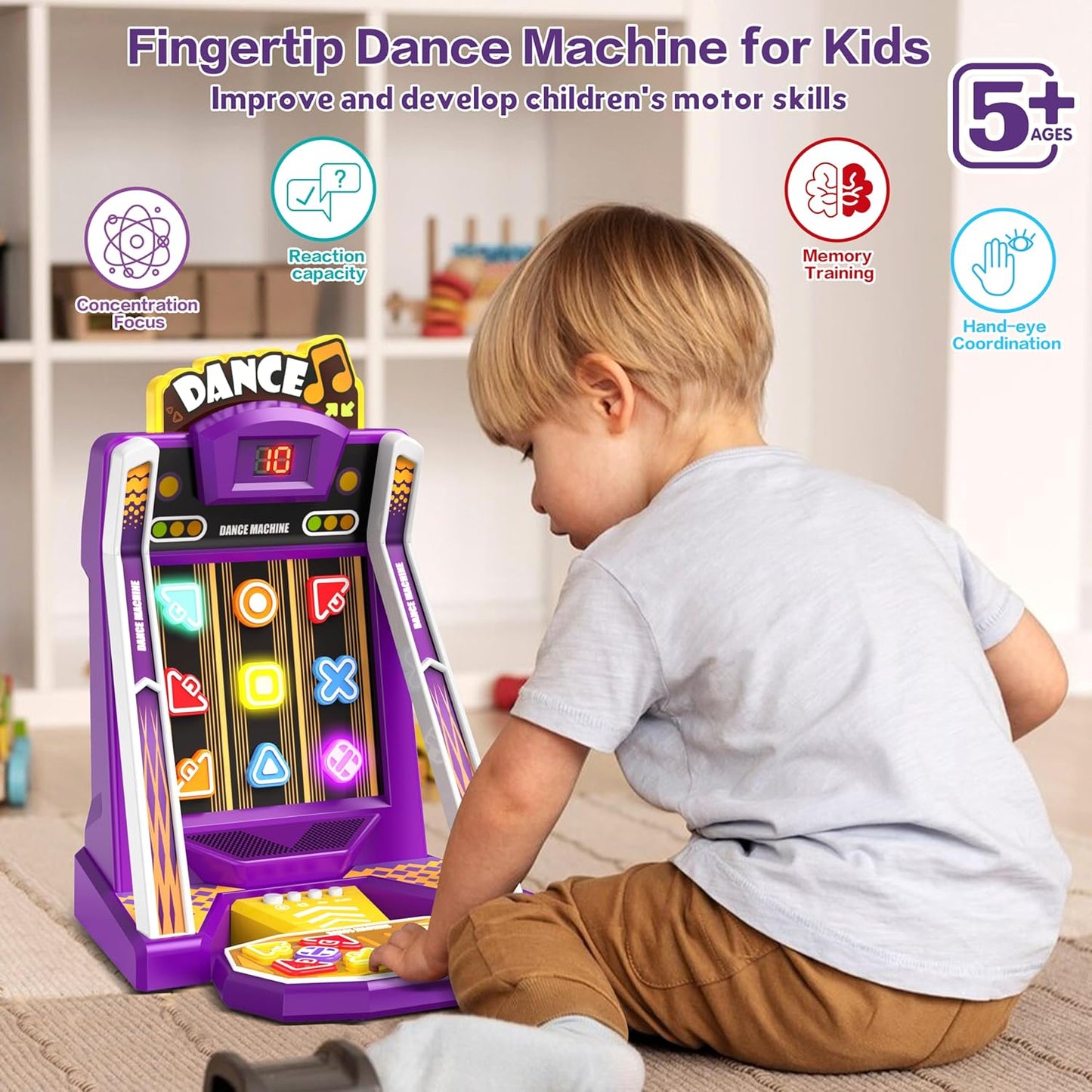 Finger Dance Machine Toys for Ages 5-7, Mini Arcade Machine Button Game with 2 Game Modes, Recognize Color and Shape Challenge Memory Game, Arcade Machine Games Desk Toys for Home Party Birthday Gifts