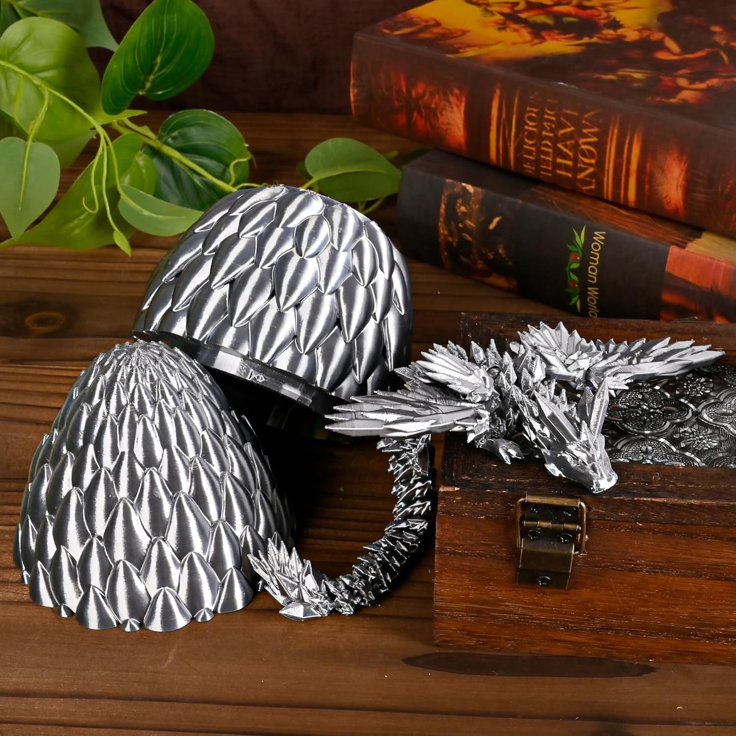 12inch Fly Dragon Egg, Year of The Dragon, 3D Printed Dragon, Executive Desk Toys, Articulated Dragon, Fidget Toys Gifts for Graduates Students Teachers Adults (Grey)