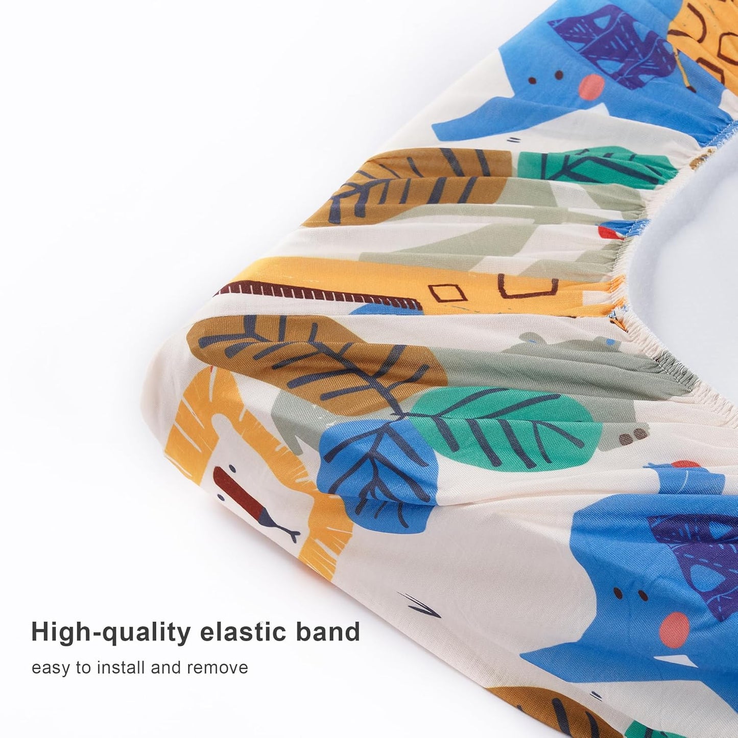 TILLYOU Baby Changing Pad Cover, Changing Table Cover for Girls Boys, Ultra Soft Breathable, 2 Pack Animal Geometry & Blue