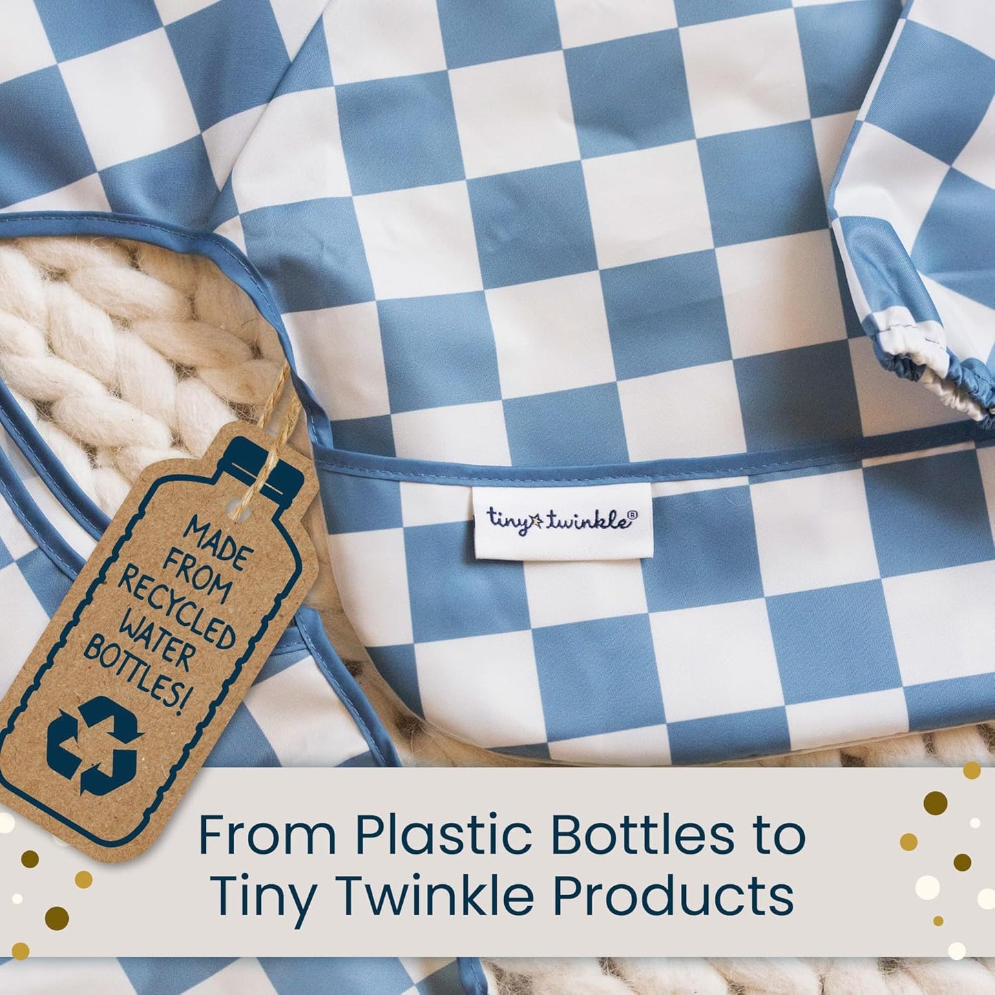 Tiny Twinkle Mess Proof Baby Bib,Waterproof Smock Baby Bib for Eating,Machine Washable Long Sleeve Bib,Baby Led Weaning,Toddler Bib (Snowman, Small 6-24 Months)