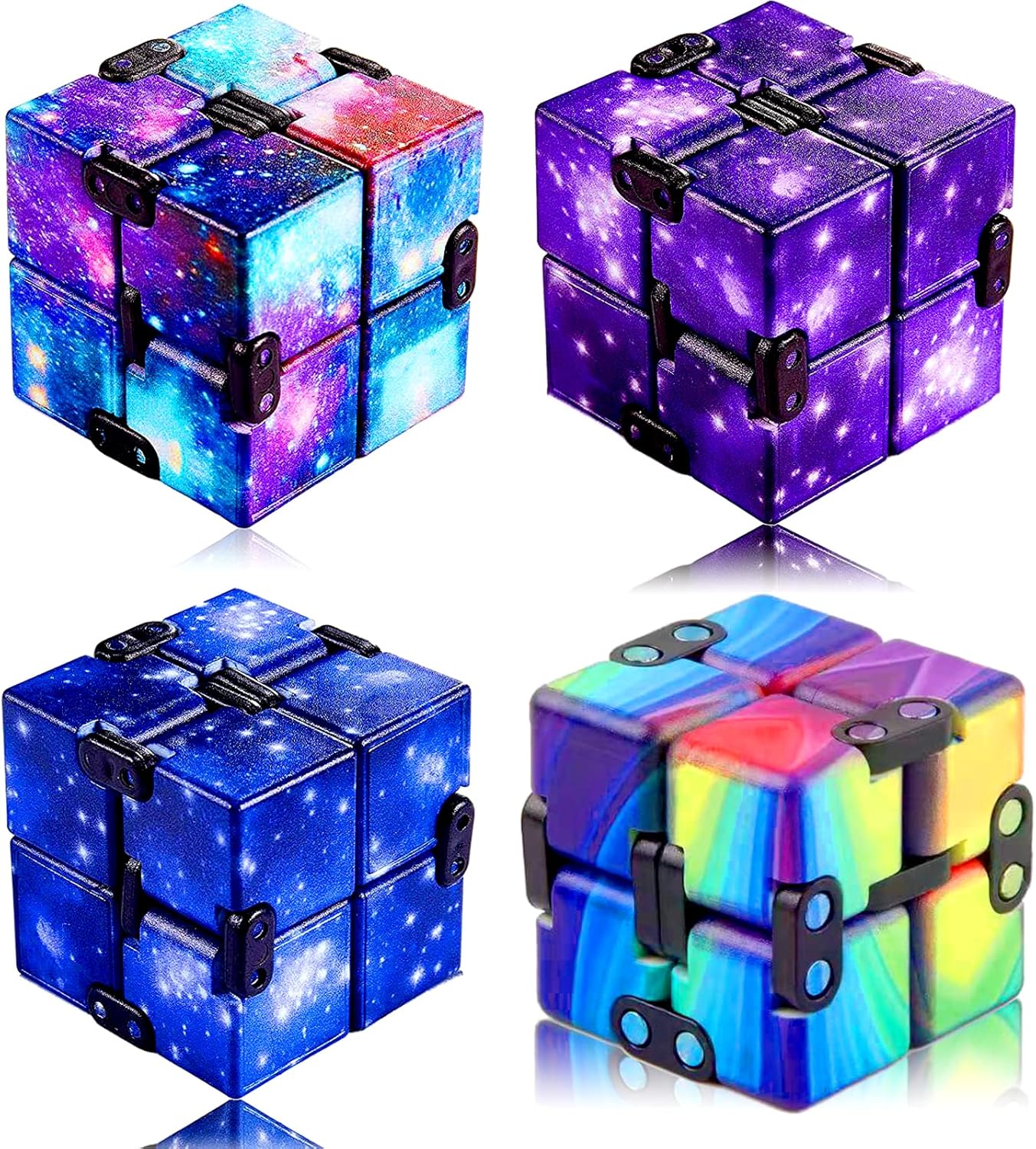 4 Pack Infinity Cube Fidget Toy, Fidgeting Game for Adults, Cool Mini Gadget Best for Stress and Anxiety Relief and Kill Time for ADD/ADHD/OCD