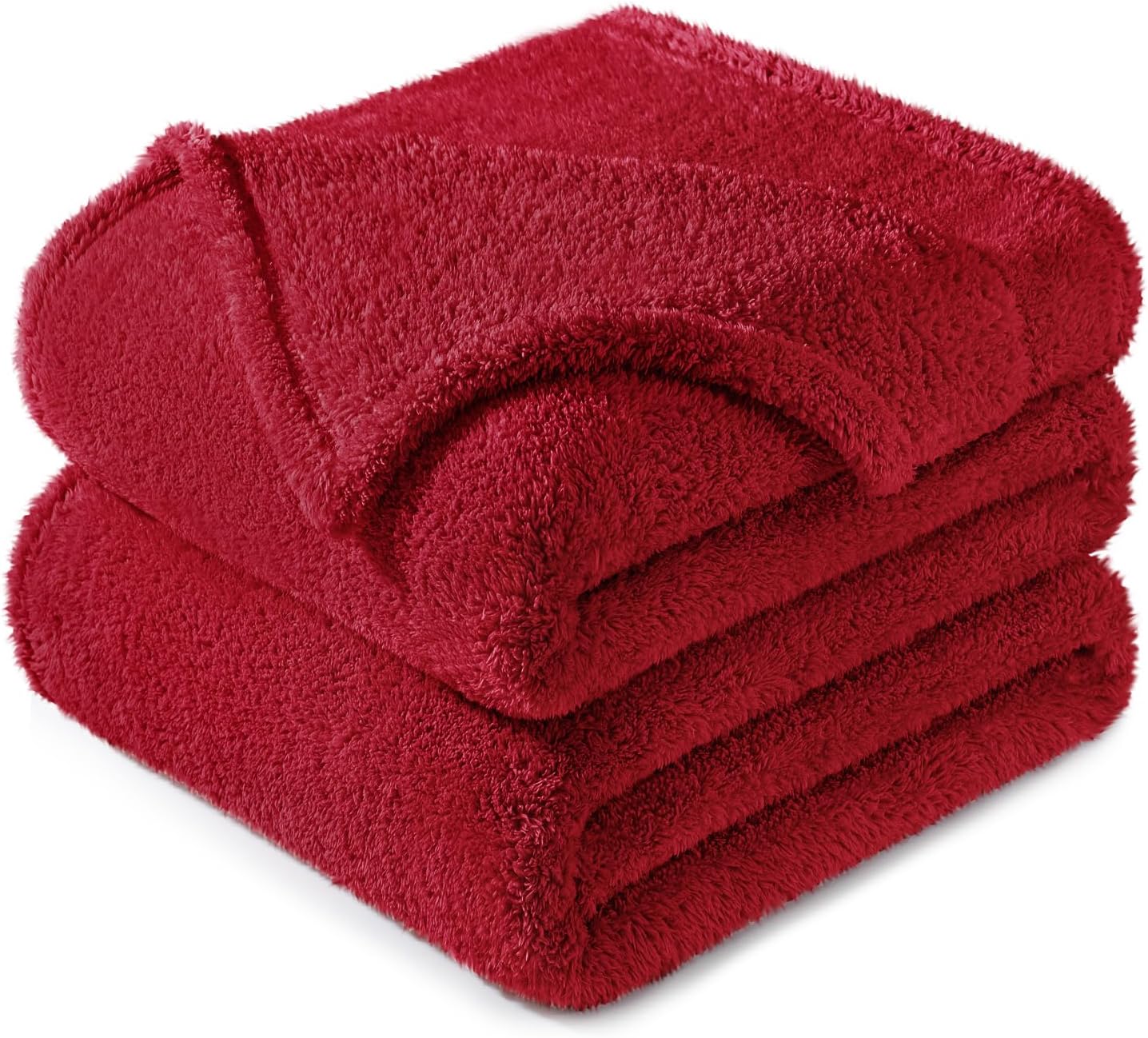 Exclusivo Mezcla Twin Size Flannel Fleece Blanket, Super Soft Velvet Plush Bed Blanket, Fuzzy Cozy and Warm for All Seasons, 60x80 Inches, Deep Red