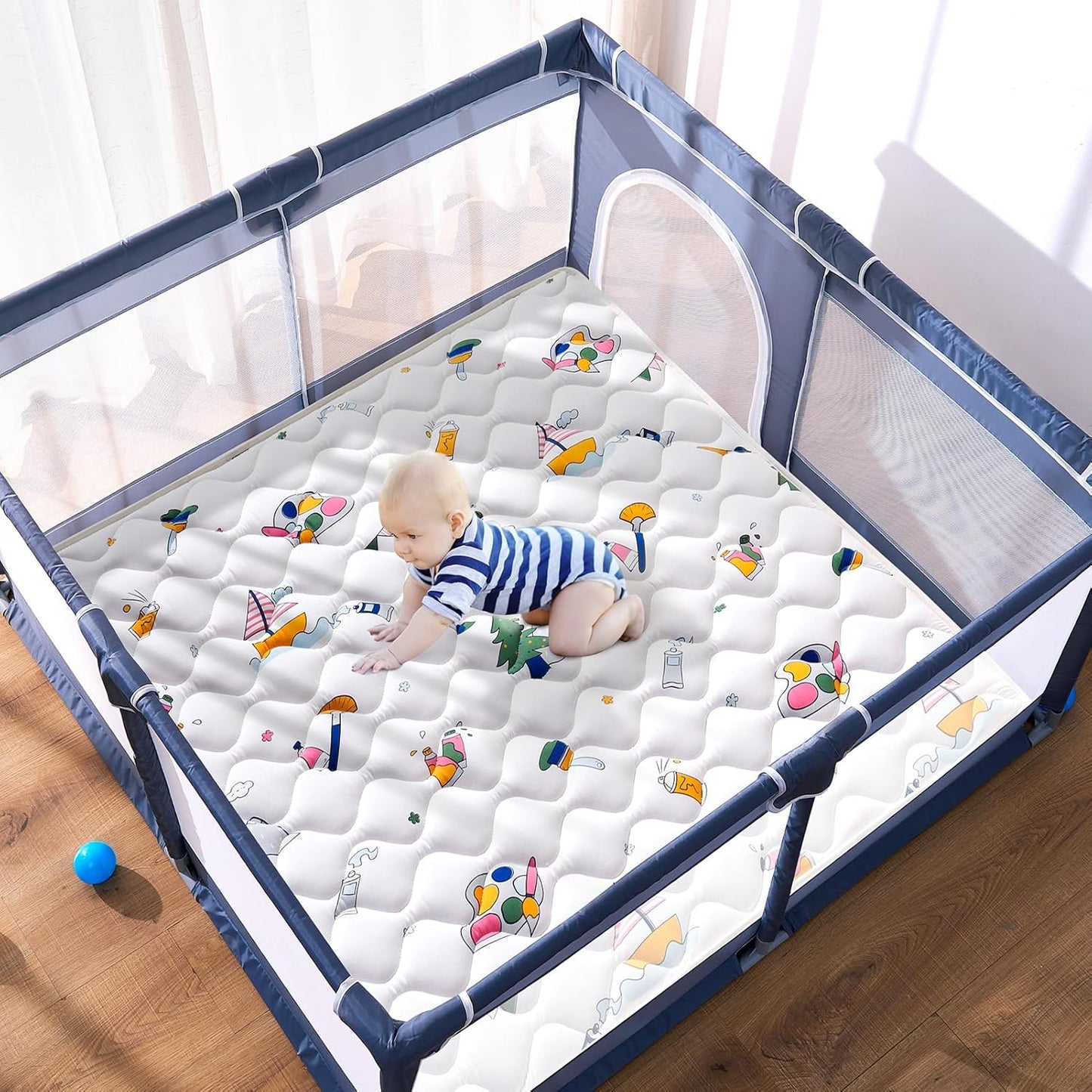 Vibe Bear High-Density Foam Baby Play Mat, 50x50 Inches Thicken One-Piece Comfortable and Soft Baby Playmat, Non Slip Washable Floor Mat for Infants, Toddlers