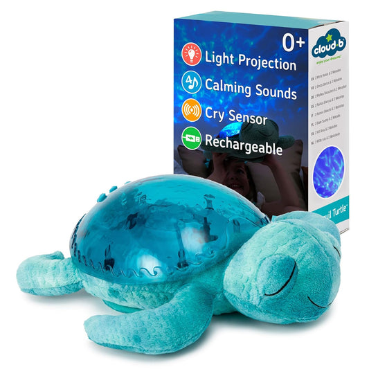 Cloud b Tranquil Turtle Aqua - White Noise Machine Baby, Baby Night Light & Portable White Noise Machine - Soothing Ocean Waves & Underwater Melodies, Cry Sensor, Rechargeable, Eco-Friendly