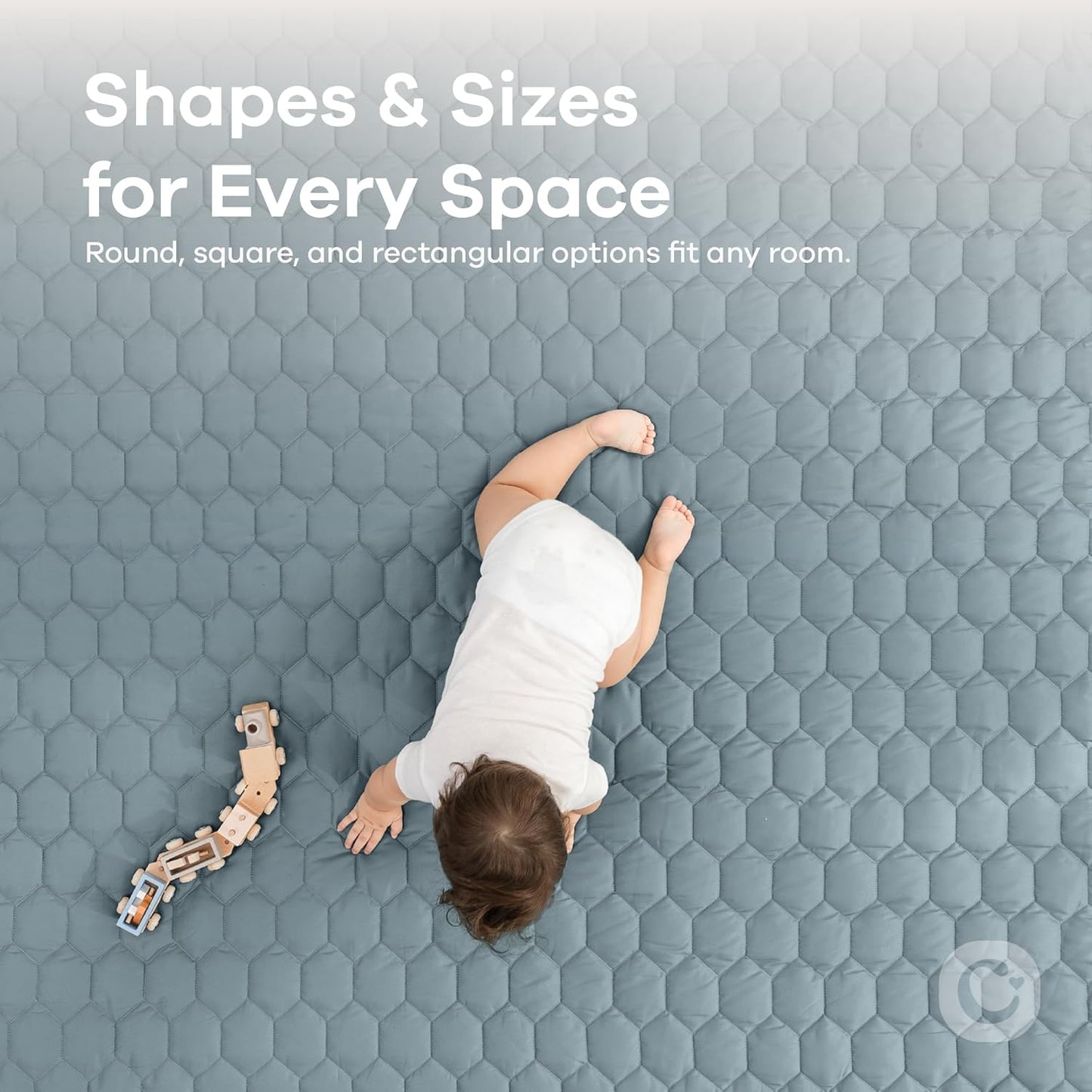 Comfy Cubs Round Kids Play Mat - Large 60 inches Soft Quilted Baby Floor Mat with Non-Slip Bottom - Plush Design for Toddlers' Playtime and Relaxation - Comfortable and Durable - Pacific Blue