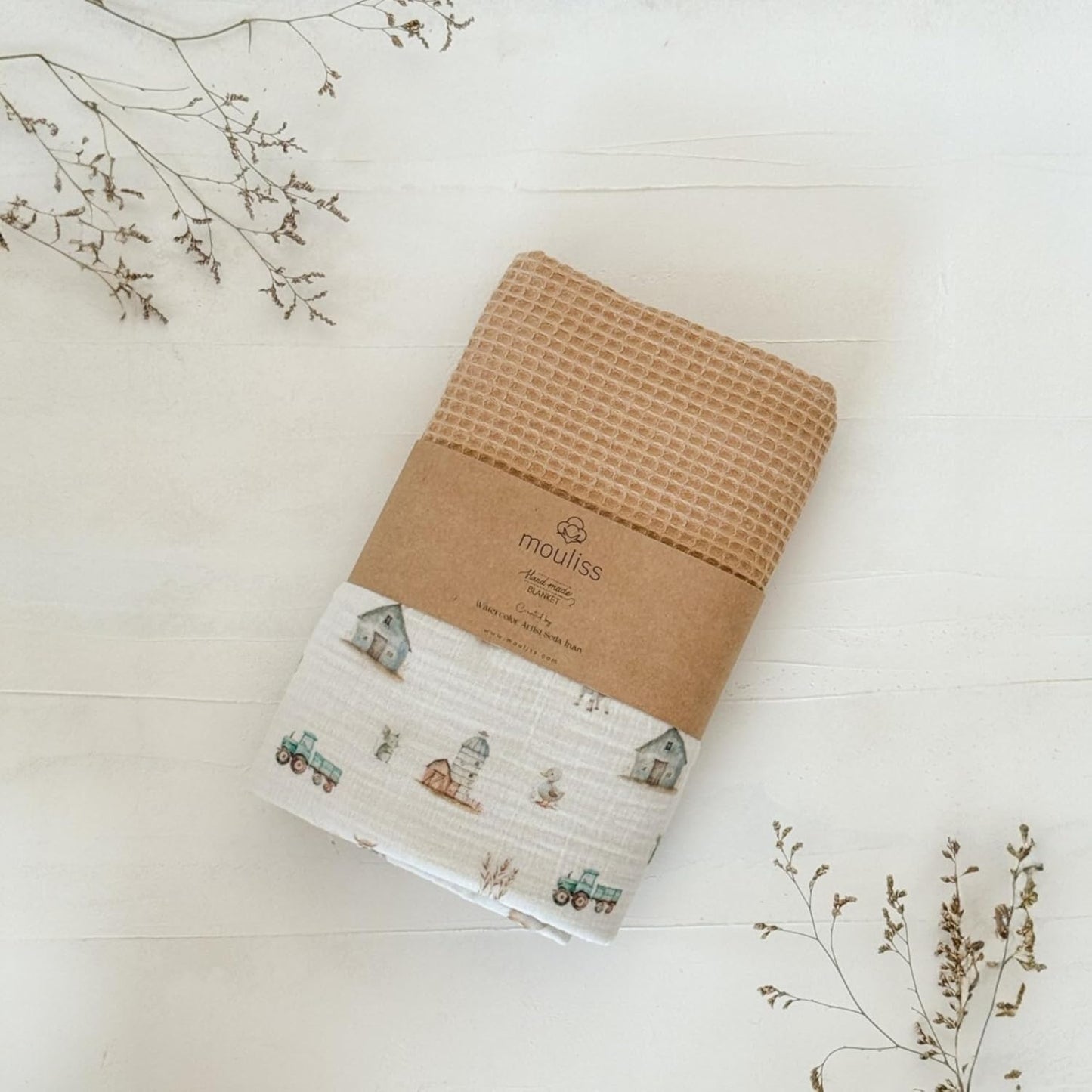 Personalized Baby Blanket with Name – Handmade 100% Organic Cotton Newborn Gift | Custom Knit Blanket for Boys, Girls, Kids & Baby Showers