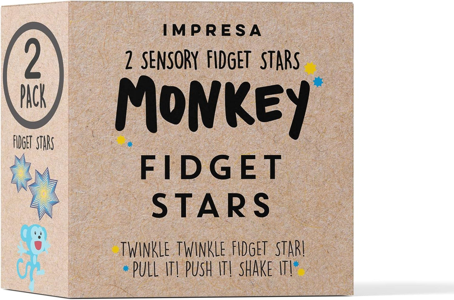 Impresa 2-Pack Original Monkey Fidget Star Kid Sensory Toys to Help Calm & Focus - 3D Star Toy for Stress Relief in Kids - Multi-Color Entertainment Pack for Mesmerizing Fun