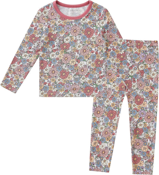 pureborn Baby Viscose From Bamboo Pajamas Set Pjs - Kids Toddler Girl Snug Fit Viscose Sleepwear 2pcs 18M-8Y