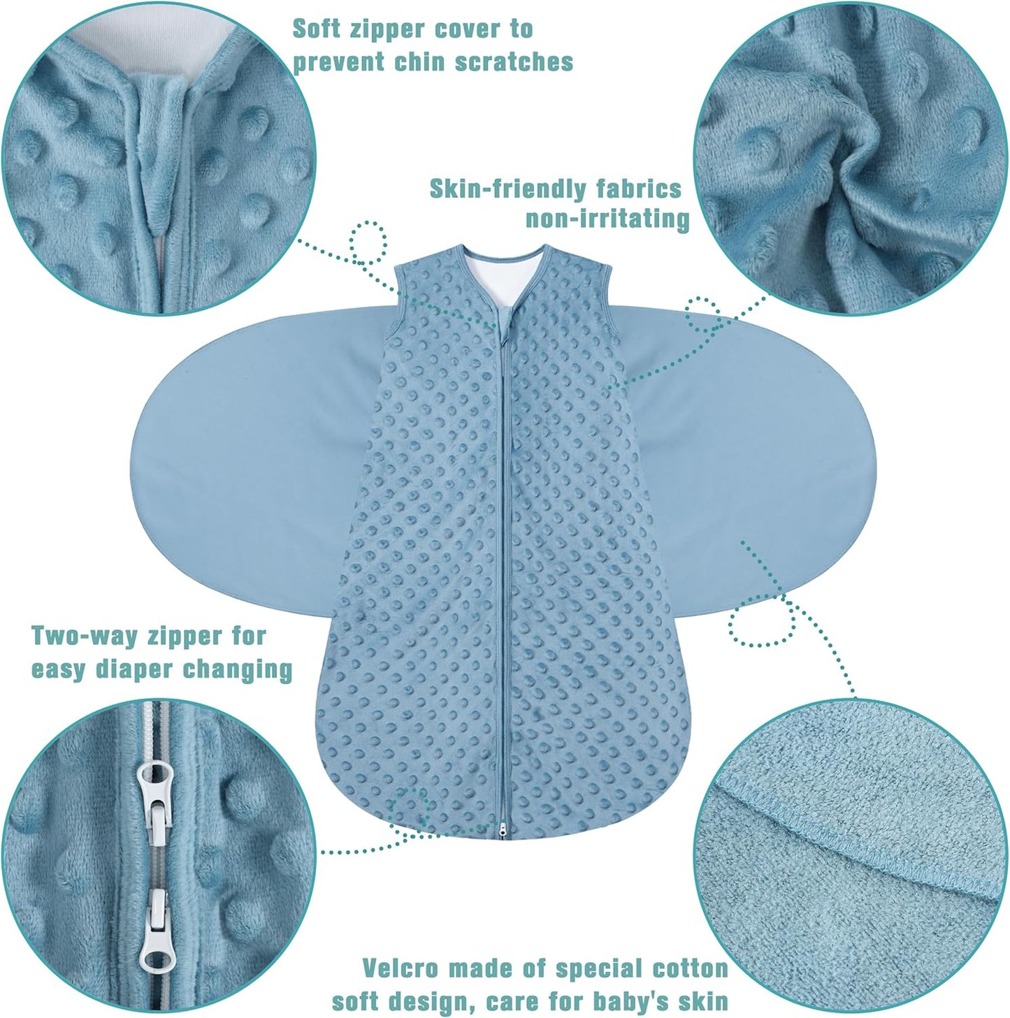 Fleece Newborn Sleep Sack Baby Swaddle,3-Way Adjustable Wearable Blanket,2 Pack Fleece Swaddling Sleeping Bag TOG 2.0， (Brown & Dark Green, 3-6 Months)