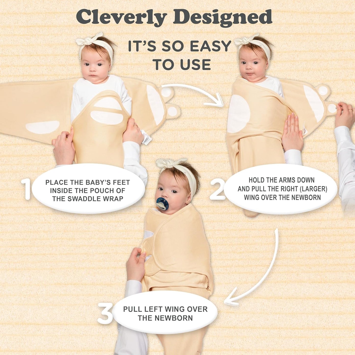 Bublo Baby Swaddle & Sleep Sack - 3 Pack for Newborns 0-3 Months - Infant Adjustable Swaddle Blanket Wrap - Pastel Banana-Pink