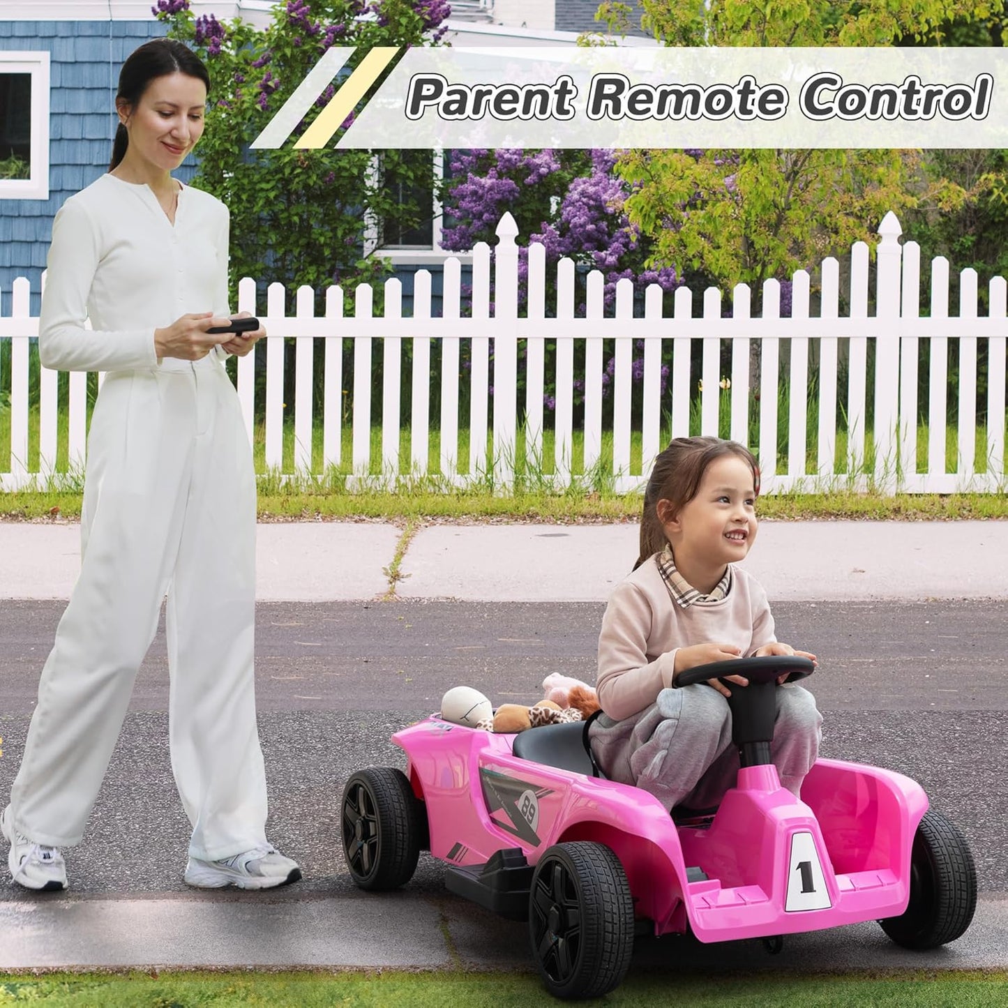 TOBBI 24V 2 Seater Kids Go Kart Ride On Toy Car, Battery Powered Electric Vehicles with Parent Remote/Trunk/Soft Start/Safety Belt/Music/Max Load 198 LBS for Toddlers 3-8 Years