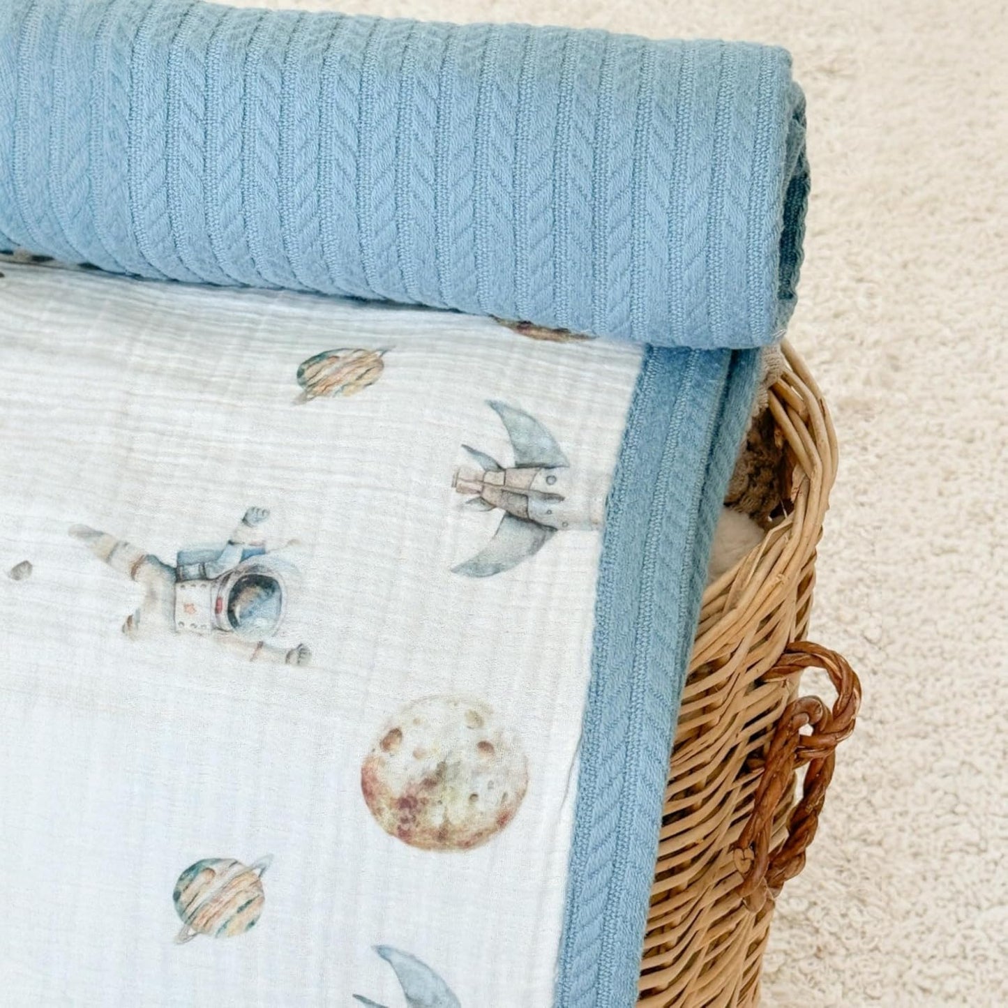 Personalized Baby Blanket with Name – Handmade 100% Organic Cotton Newborn Gift | Custom Knit Blanket for Boys, Girls, Kids & Baby Showers