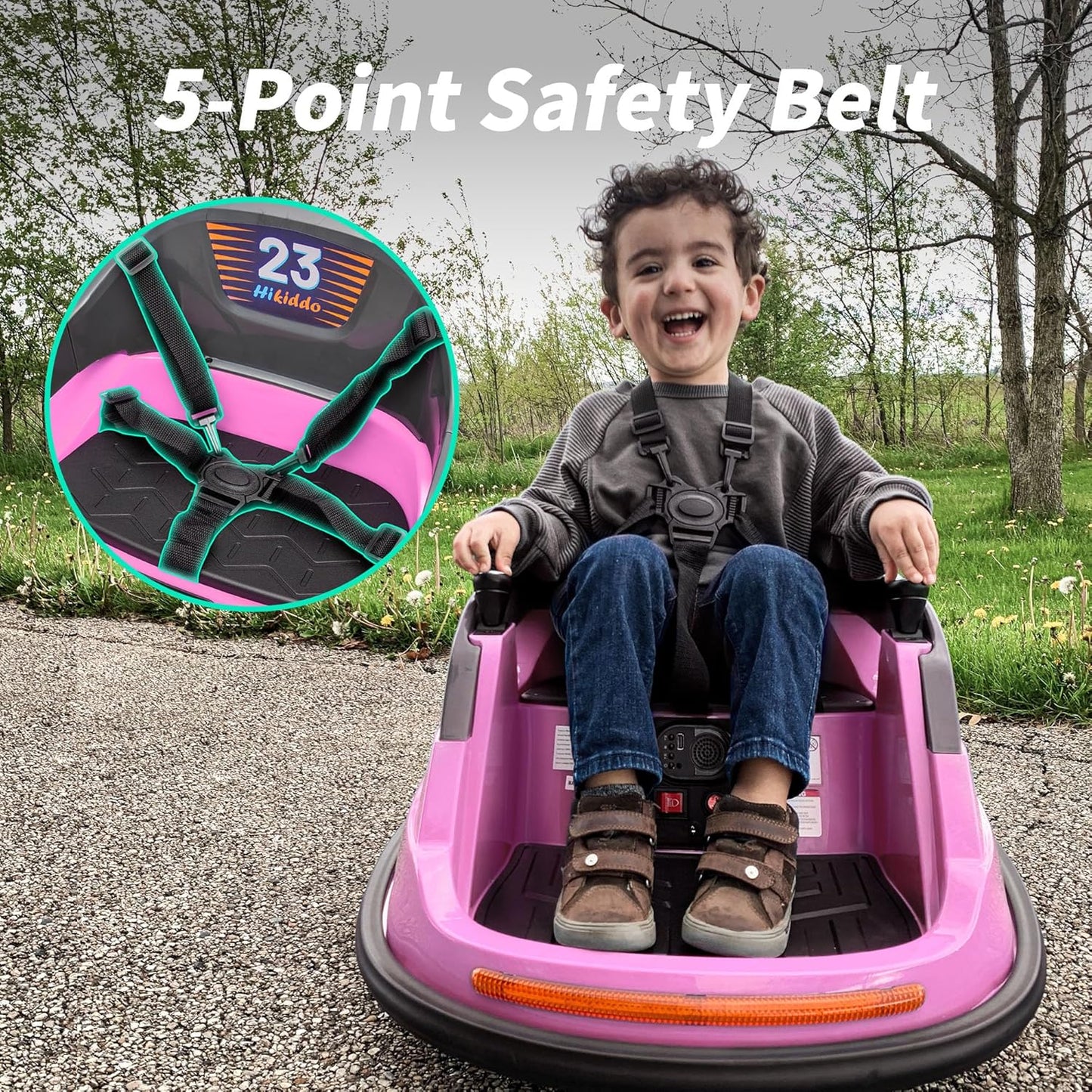 Baby Bumper Car, 6V Electric Kids Bumper Car for Toddlers with Remote Control, Bluetooth - Baby Pink