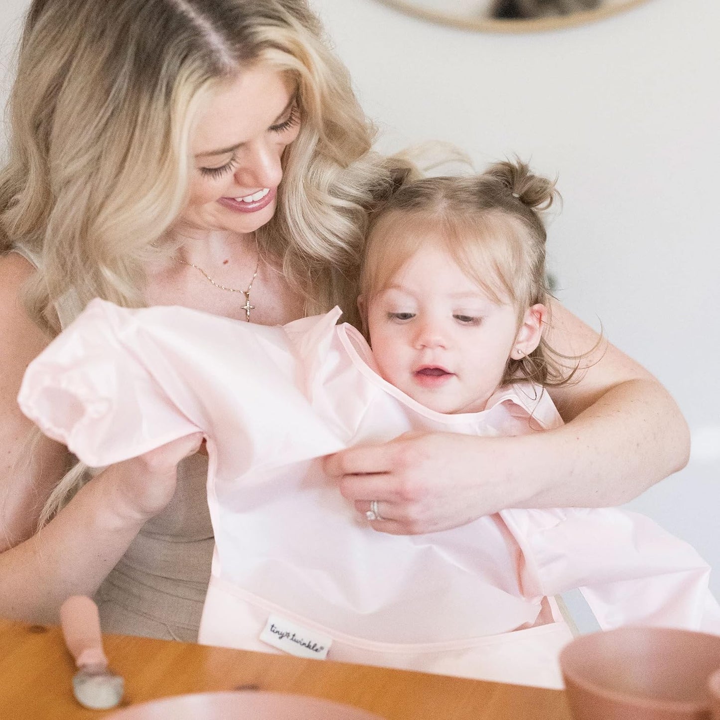 Tiny Twinkle Mess Proof Baby Bib,Waterproof Smock Baby Bib for Eating,Machine Washable Long Sleeve Bib,Baby Led Weaning,Toddler Bib,BLW Supplies(Rose, Large 2-4 Years)