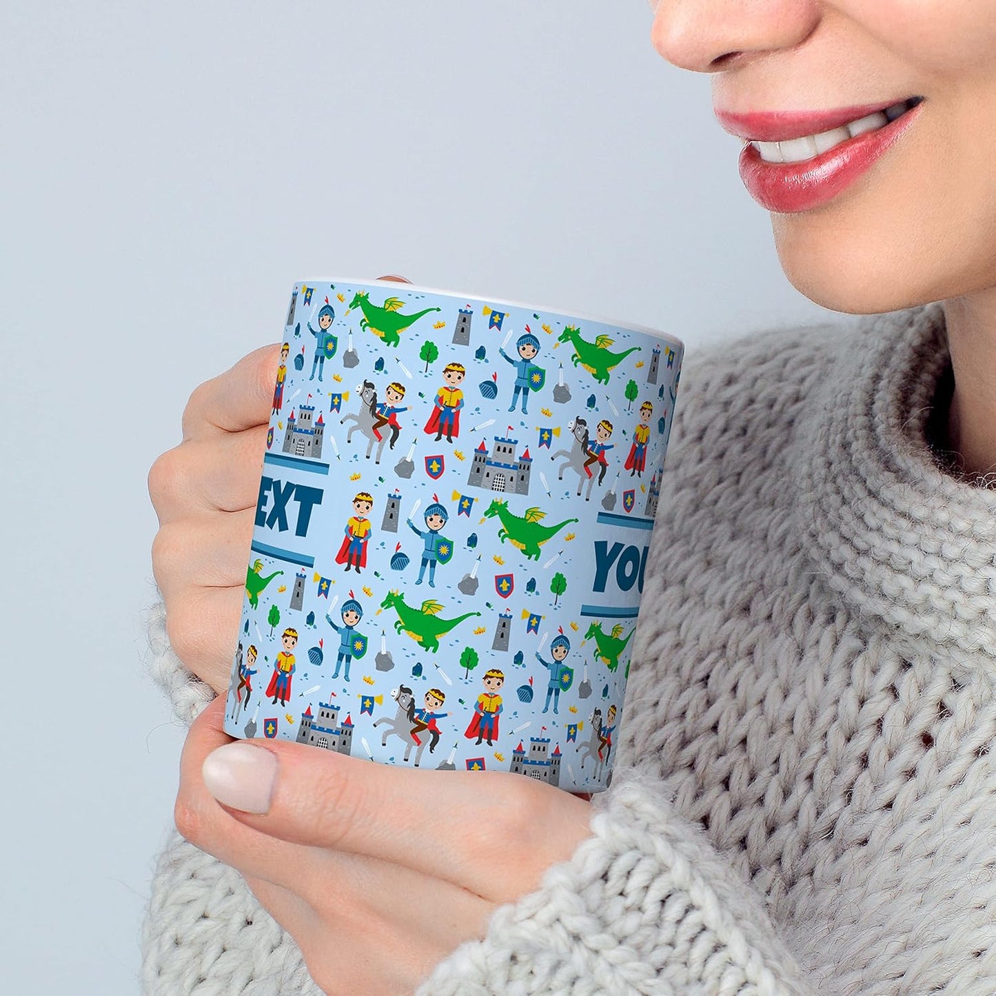 Personalized Mug for Kids - Princes - Custom Name/Text, Ceramic Hot Chocolate/Cocoa/Coffee Cup for Boys, Birthday/Christmas/Holiday Gift - 11 oz, Red Handle