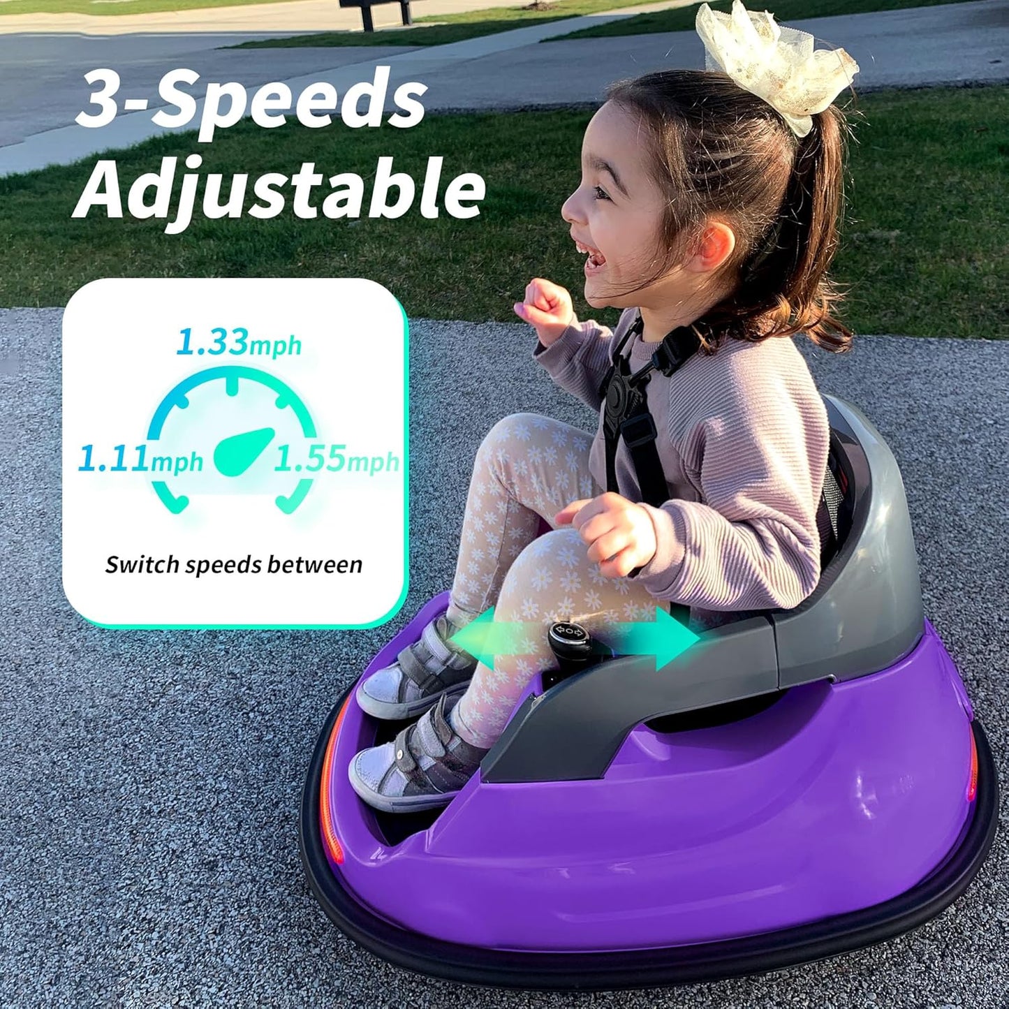 Baby Bumper Car, 6V Electric Kids Bumper Car for Toddlers with Remote Control, Bluetooth - Purple