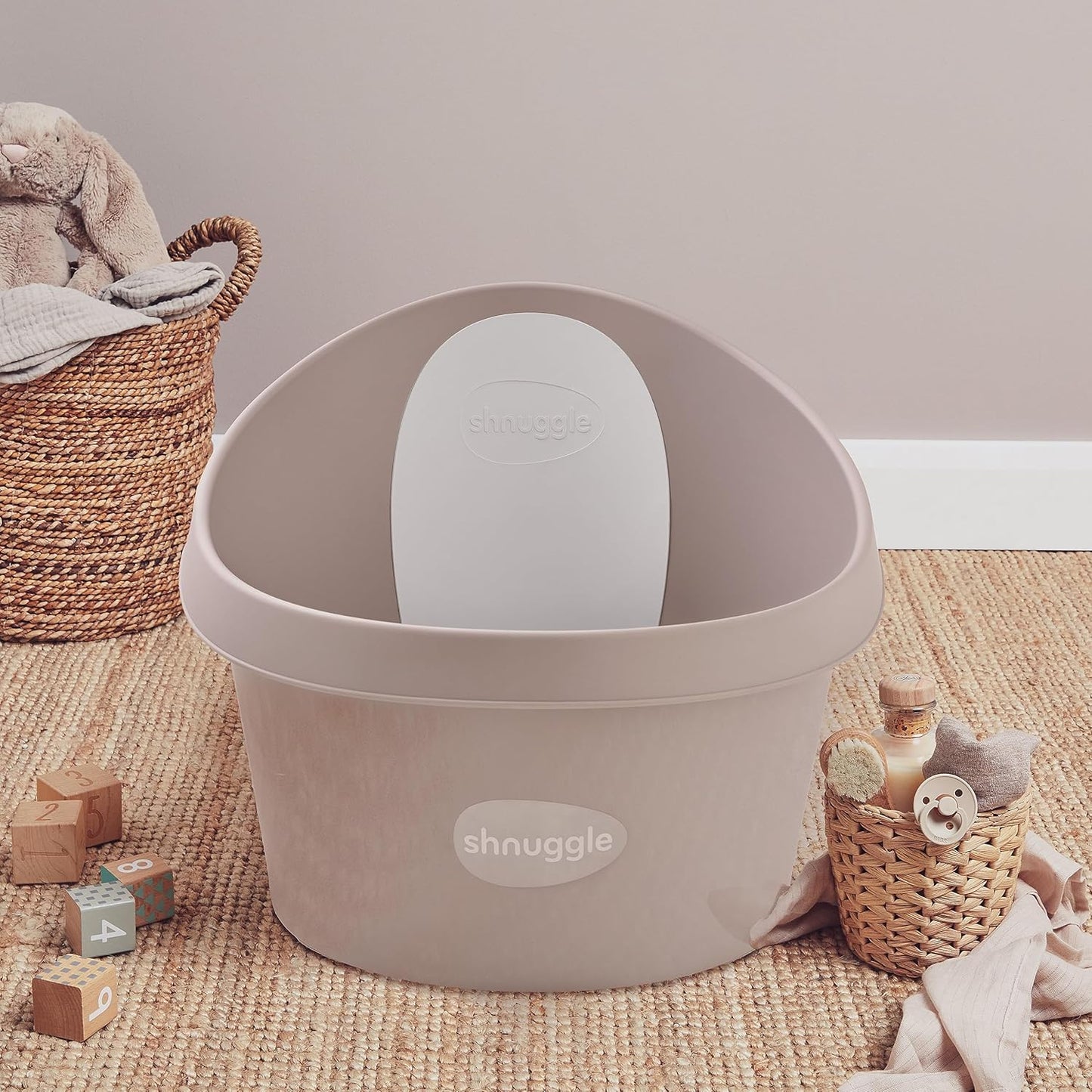 Toddler Bath Tub | Larger Bath for Bigger Kids at Bathtime | Includes Warm and Soft Foam backrest | Grippy Anti-Slip Surface | Includes Easy Drain Bath Plug | Taupe Beige