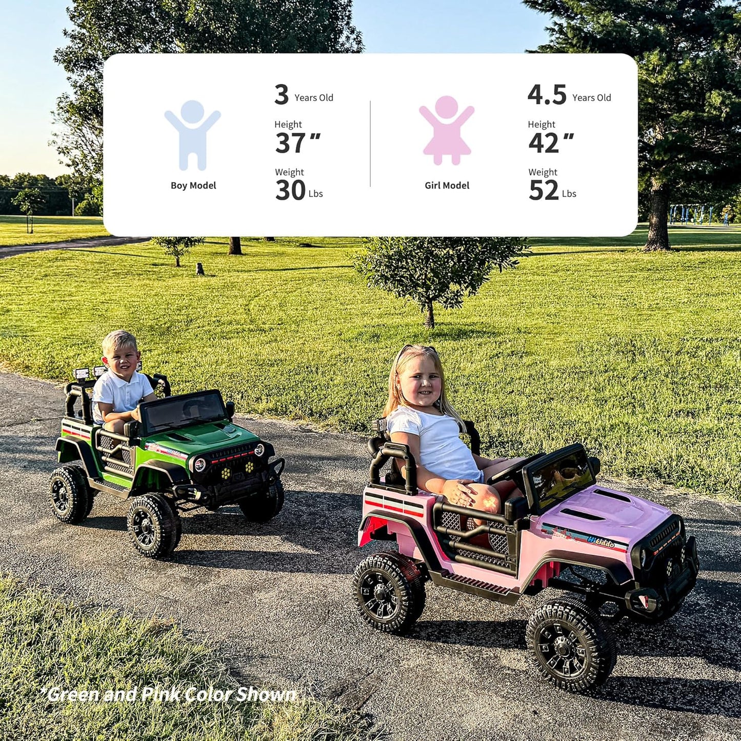 4WD Kids Ride on Car Truck, 12V 7Ah Kids Electric Vehicles Car Ride on Toy w/Remote Control - Army Green